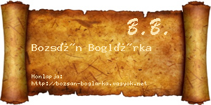 Bozsán Boglárka névjegykártya